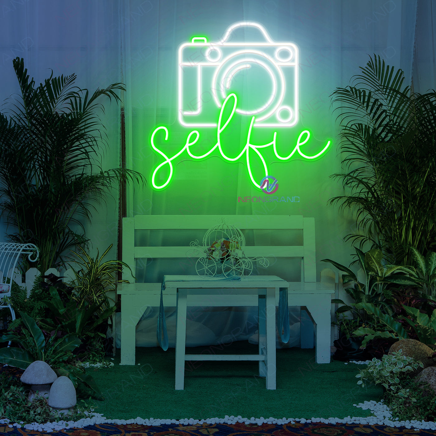 Selfie Neon Sign Camera Led Light green