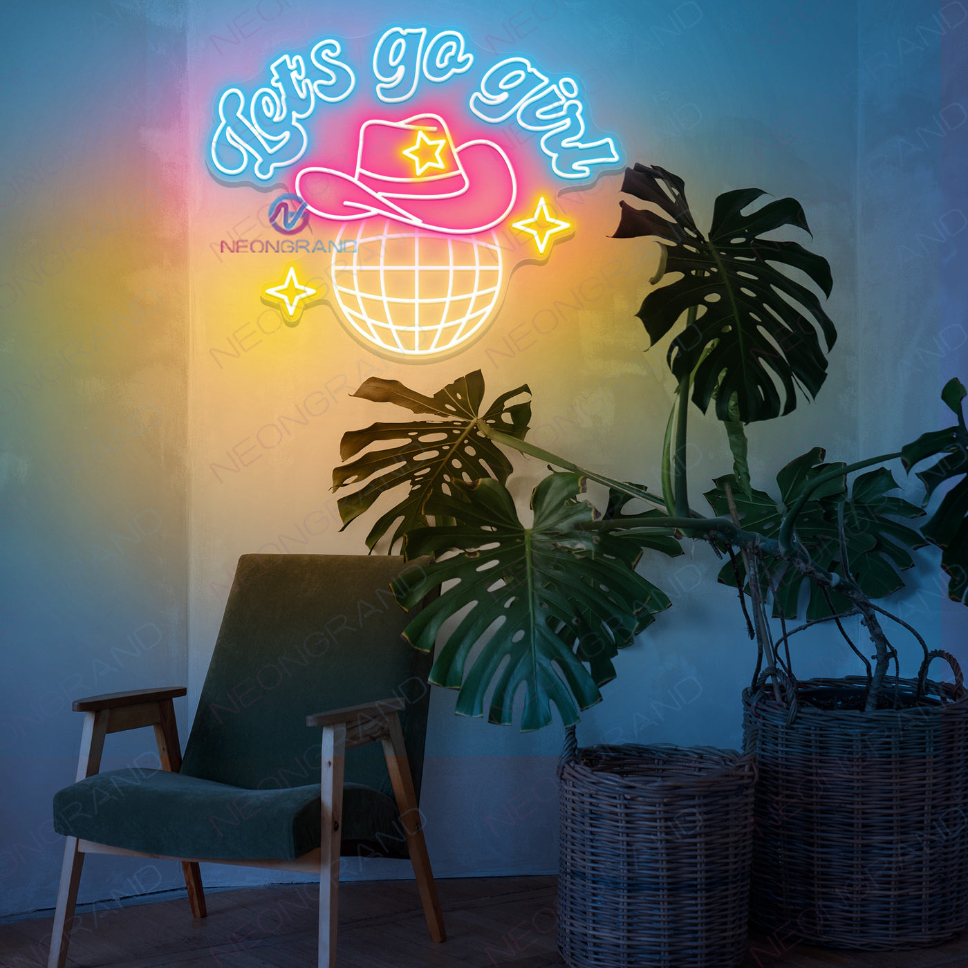 Lets Go Girls Neon Sign Party Led Light light yellow