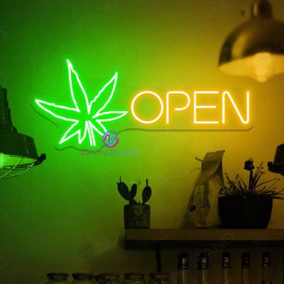 Open Weed Neon Sign Cannabis Led Light orange