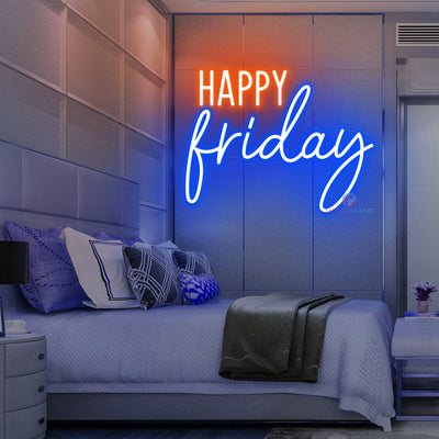 Happy Friday Neon Sign Led Light blue