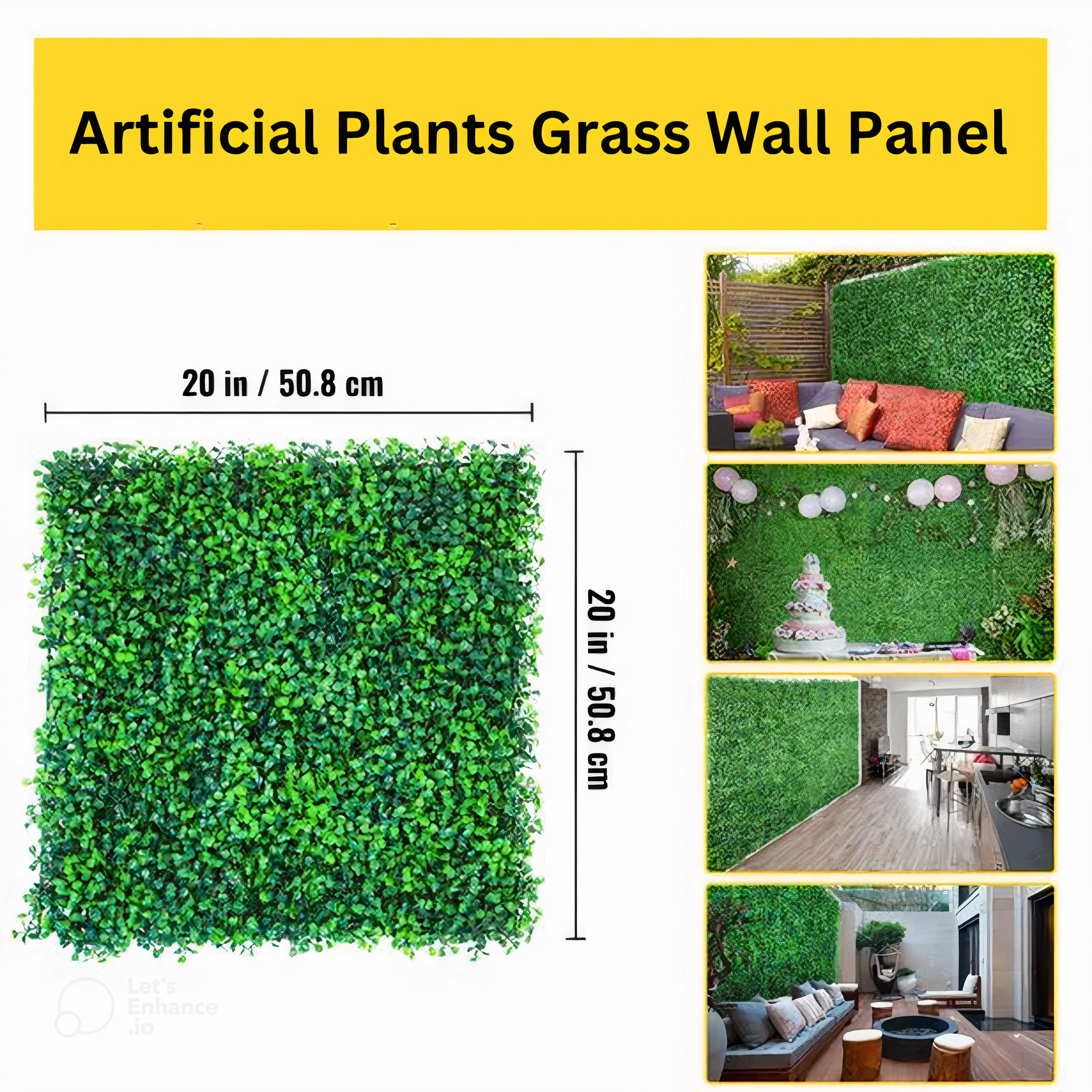 6pcs 20"x20" Artificial Plants Grass Wall Panel Greenery Backyard Wedd