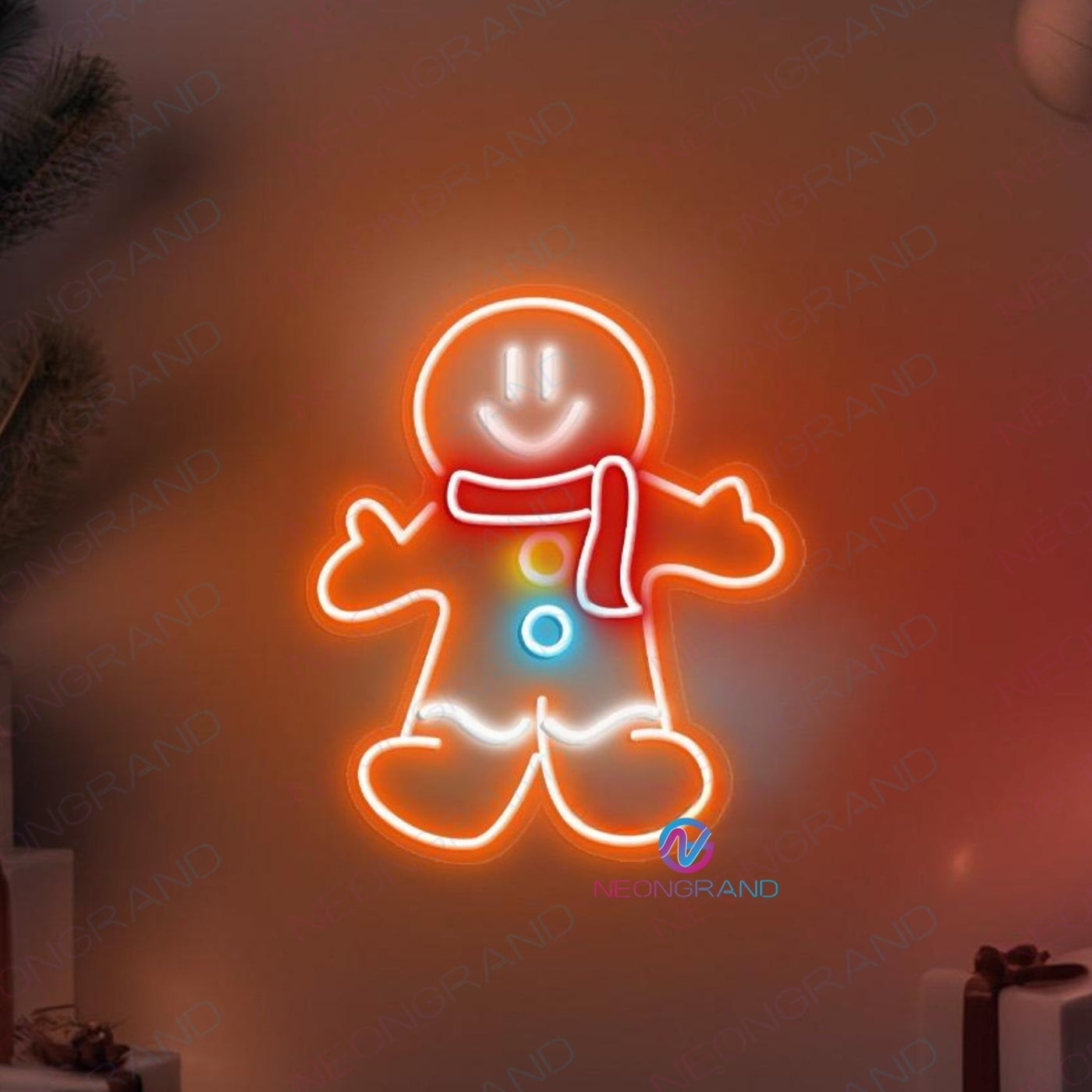 Gingerbread Man Neon Sign USB Led Light (In Stock: 5-7 Days Delivery)