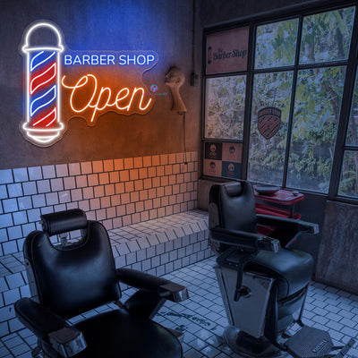 Barber Shop Open Neon Sign Storefront Led Light