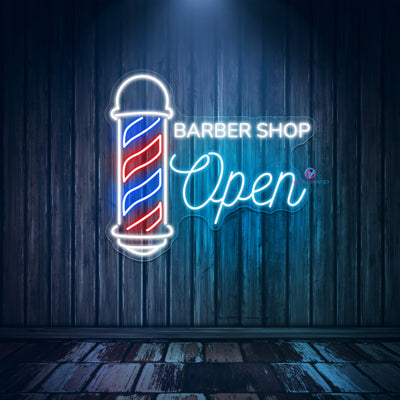 Barber Shop Open Neon Sign Storefront Led Light