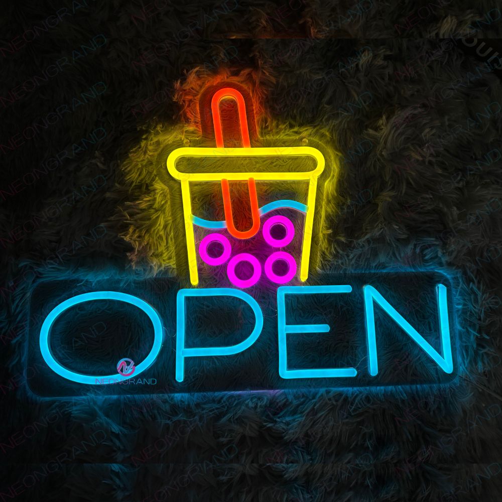 Boba Open Neon Sign For Coffee Shop