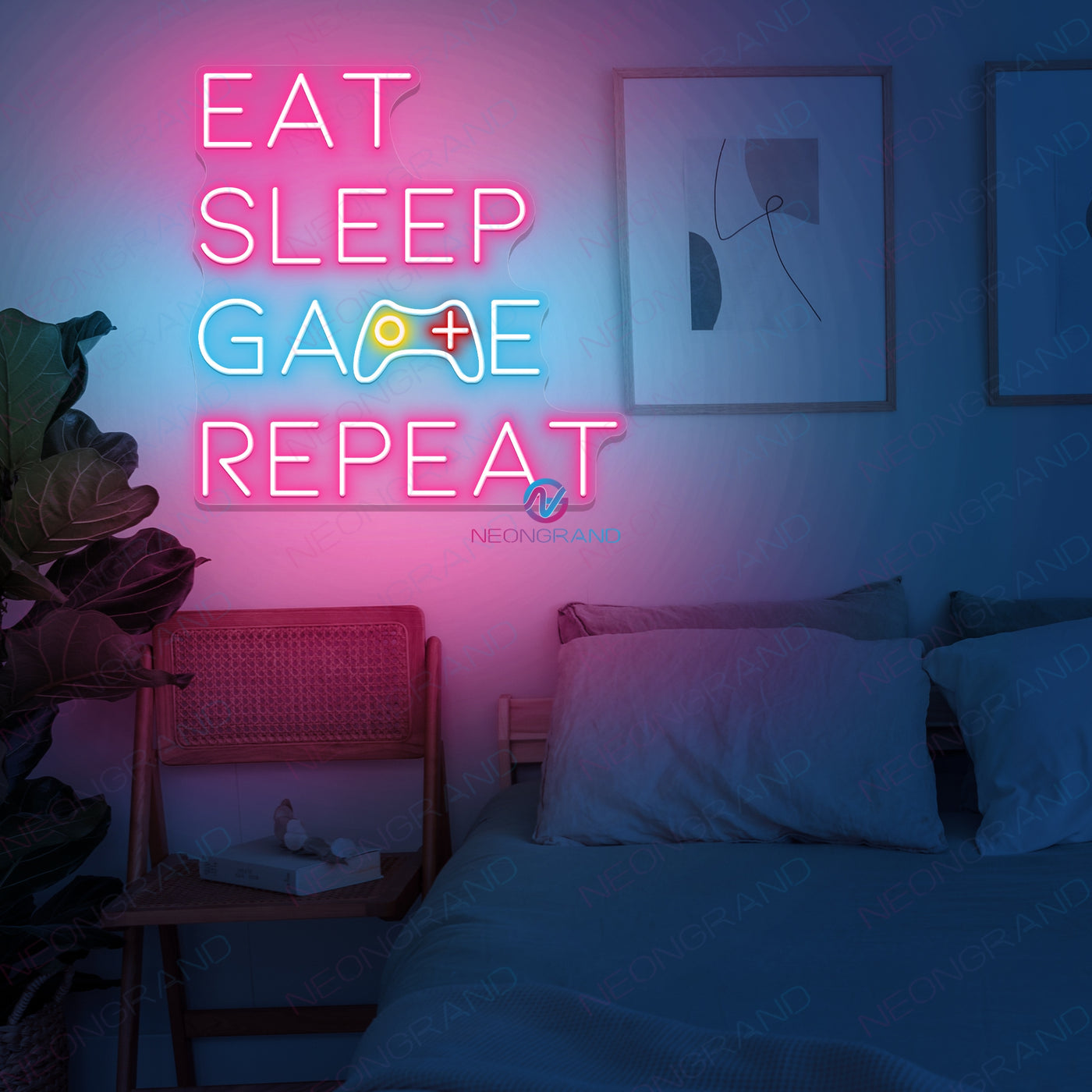 Eat Sleep Game Repeat Neon Sign Led Light