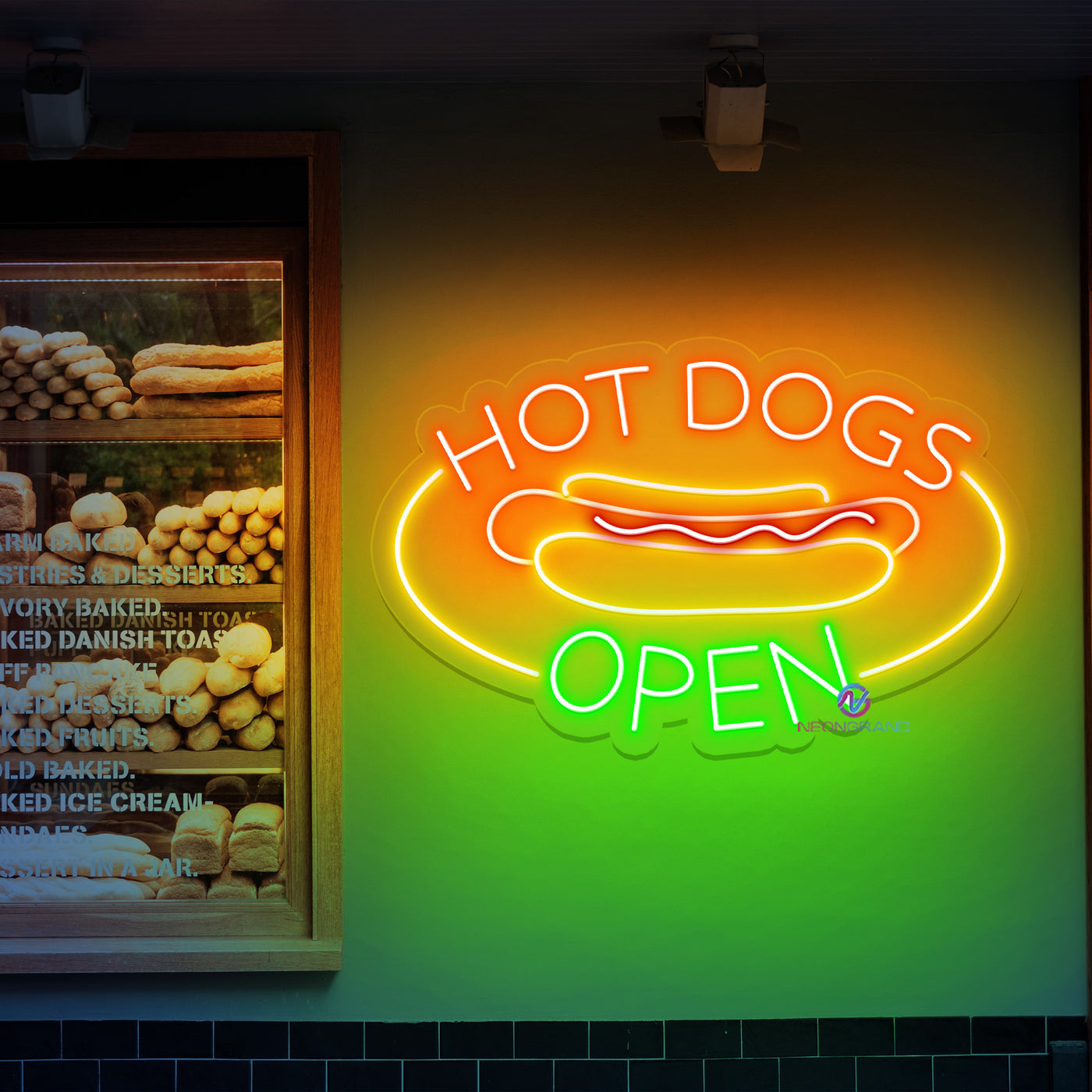 Hot Dogs Open Neon Sign Storefront Led Light