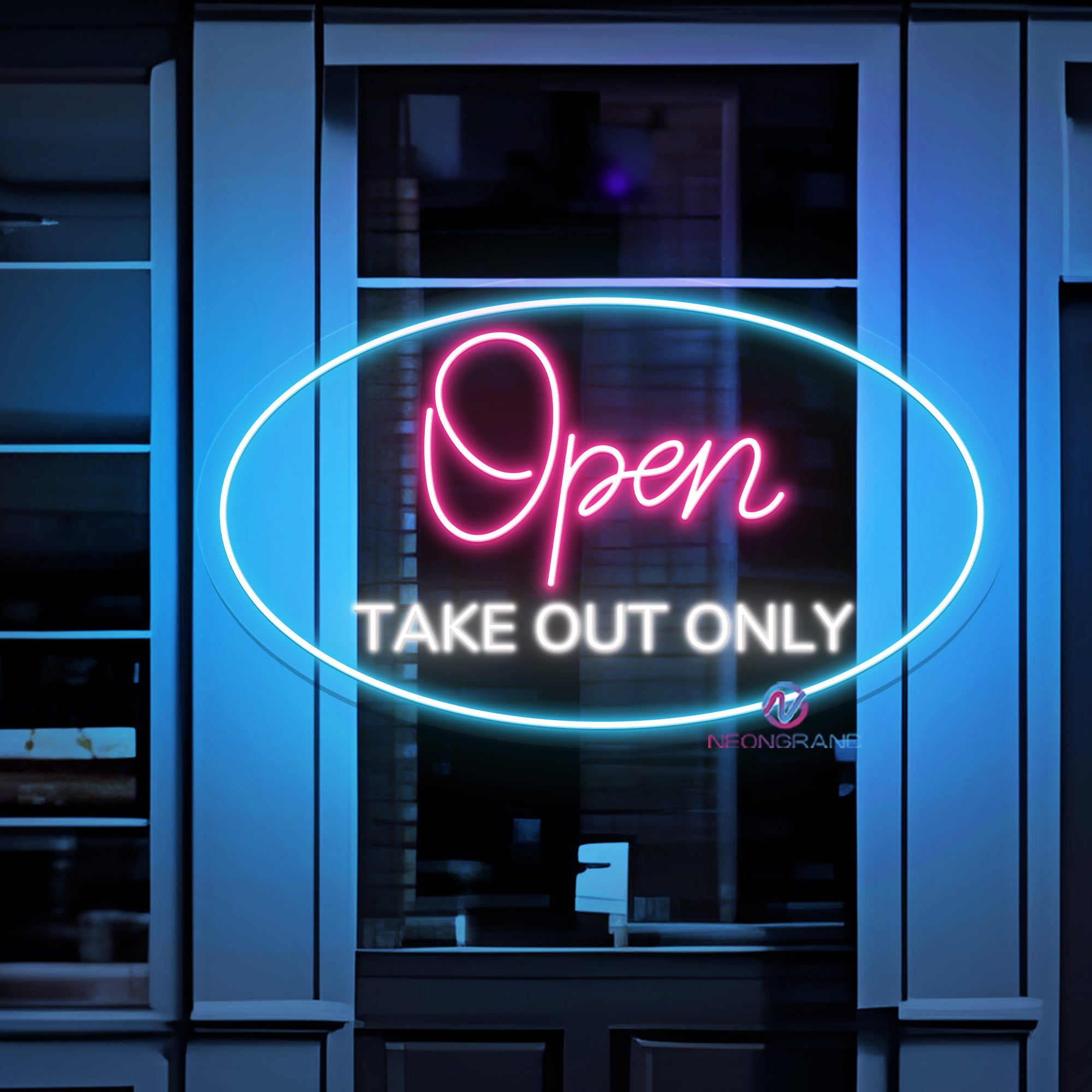 Take Out Only Open Neon Sign Storefront Led Light Neongrand