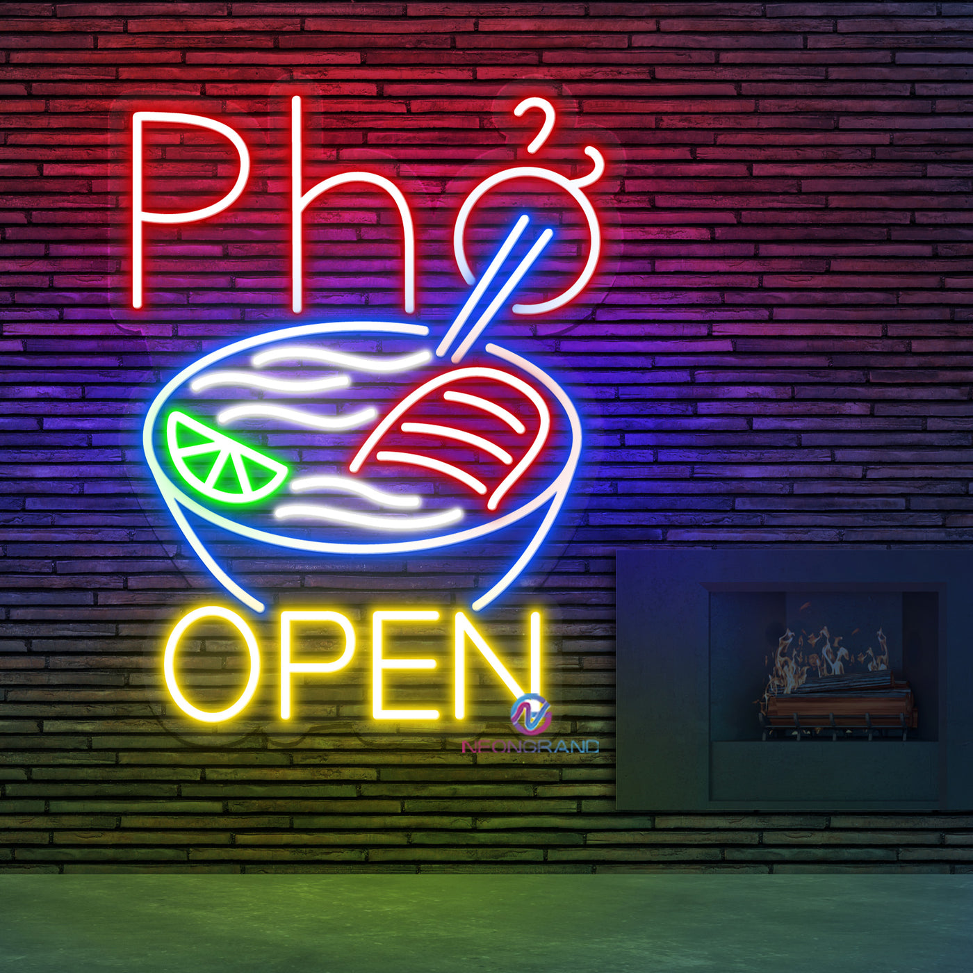 Pho Open Neon Sign Kitchen Led Light