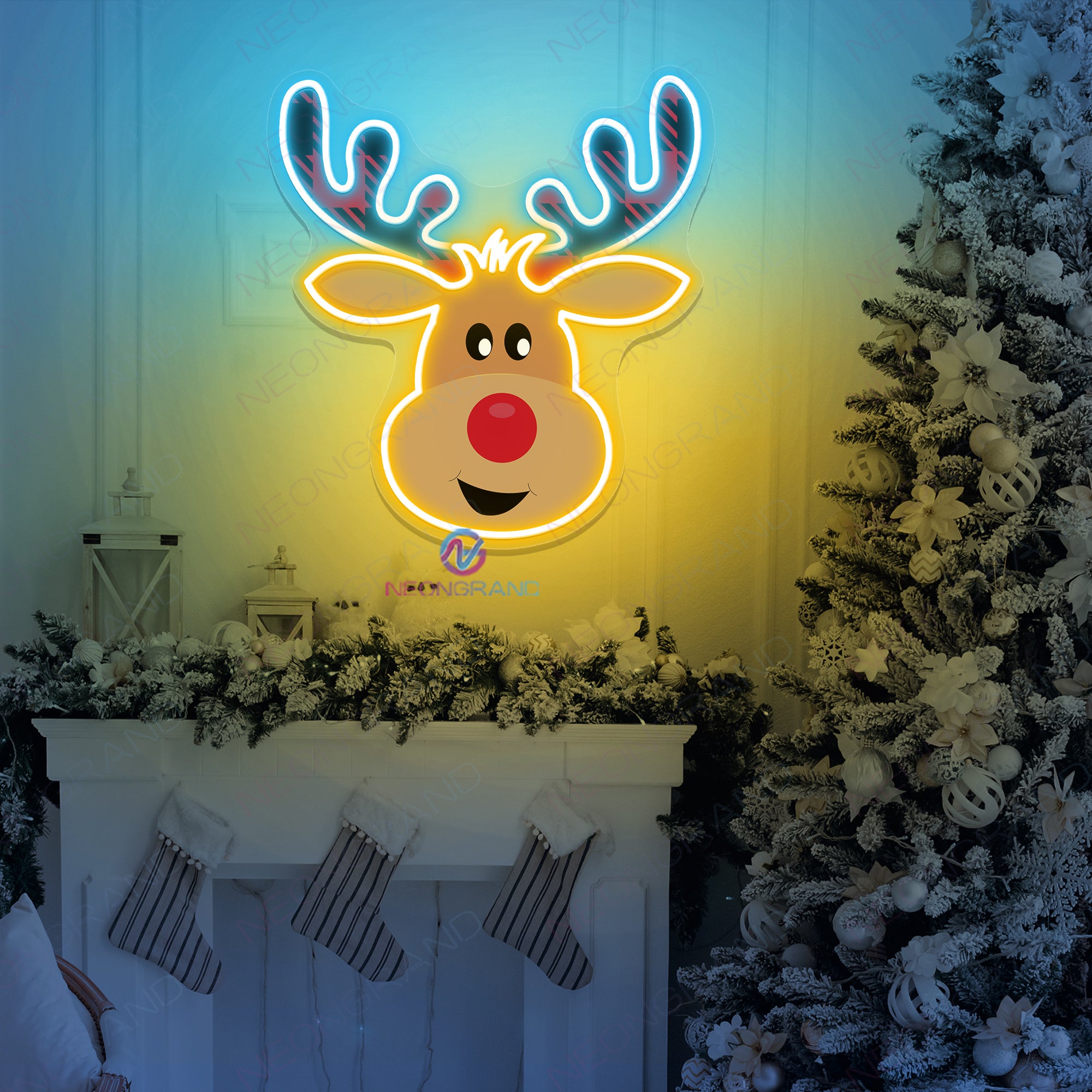 Reindeer Neon Sign Christmas Led Light NeonGrand