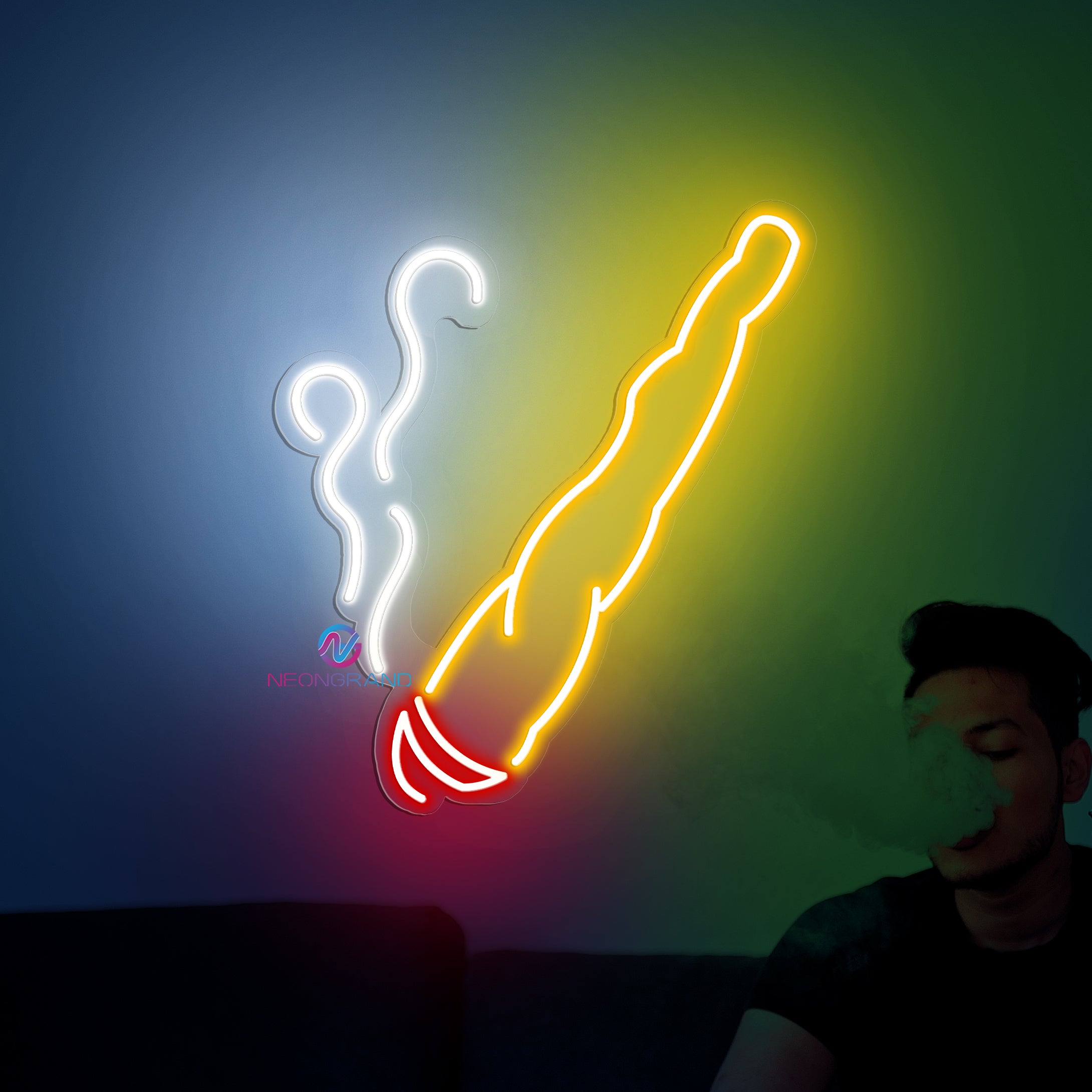 person holding cigarette reference Lighting up cigarette. Handsome young bearded man lighting up a cigarette  while standing against grey background