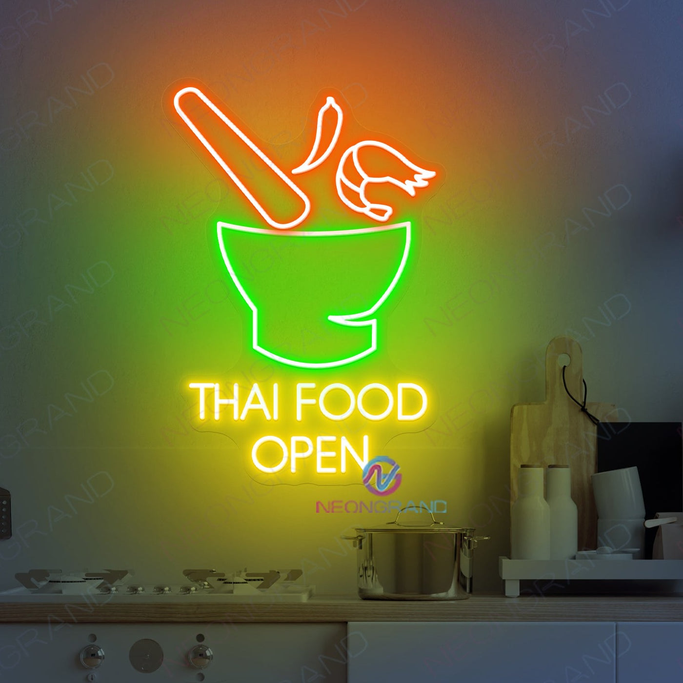 Thai Food Open Neon Sign Restaurant Led Light