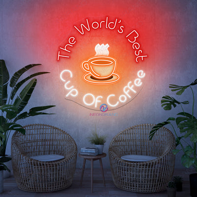 World's Best Cup Of Coffee Neon Sign Led Light For Cafe