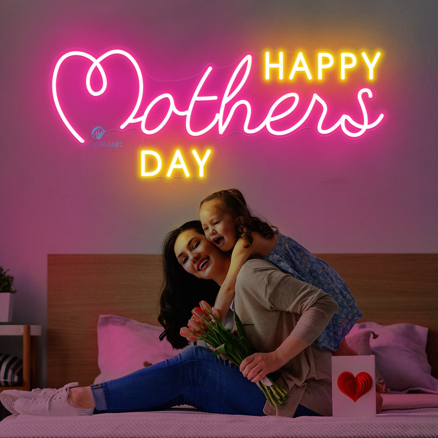 Happy Mother's Day Neon Mom Sign Led Light pink