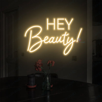Hey Beauty Neon Sign Led Light Man Cave Neon Signs light yellow