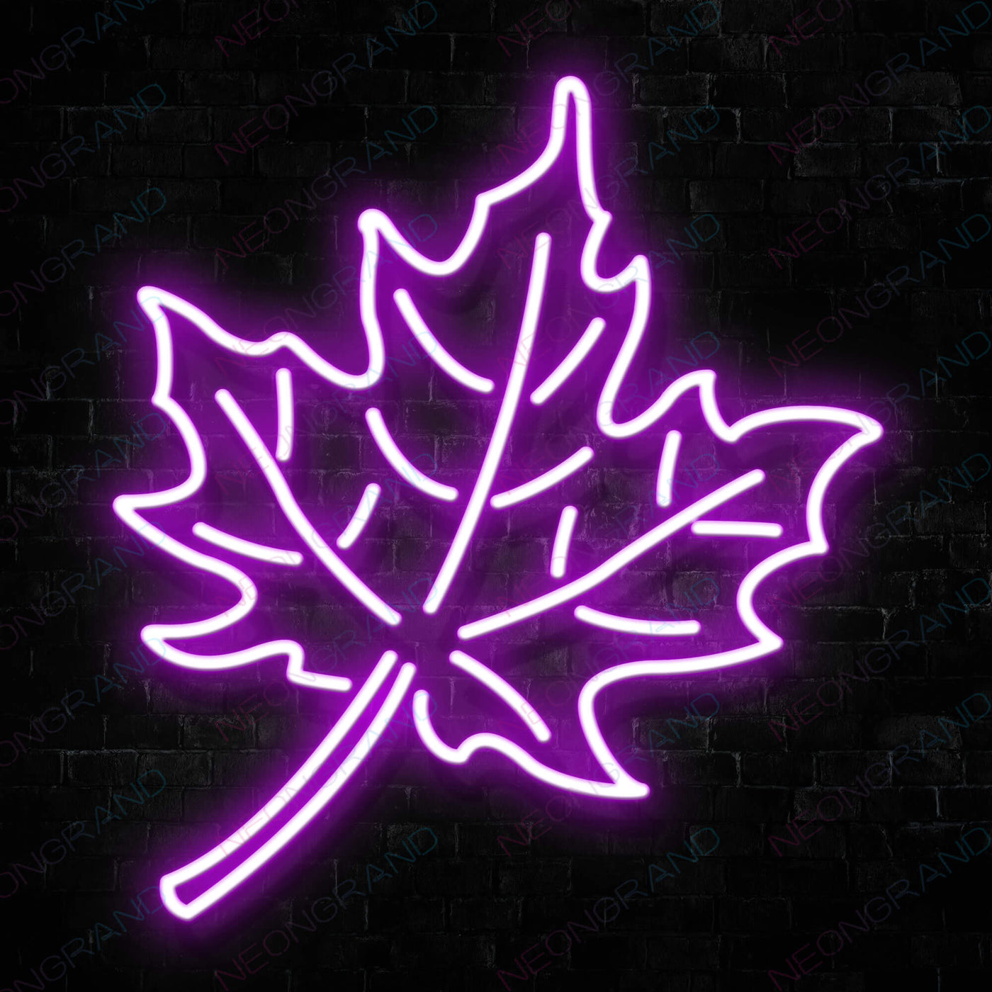 Aesthetic Neon Leaves Sign Led Light purple