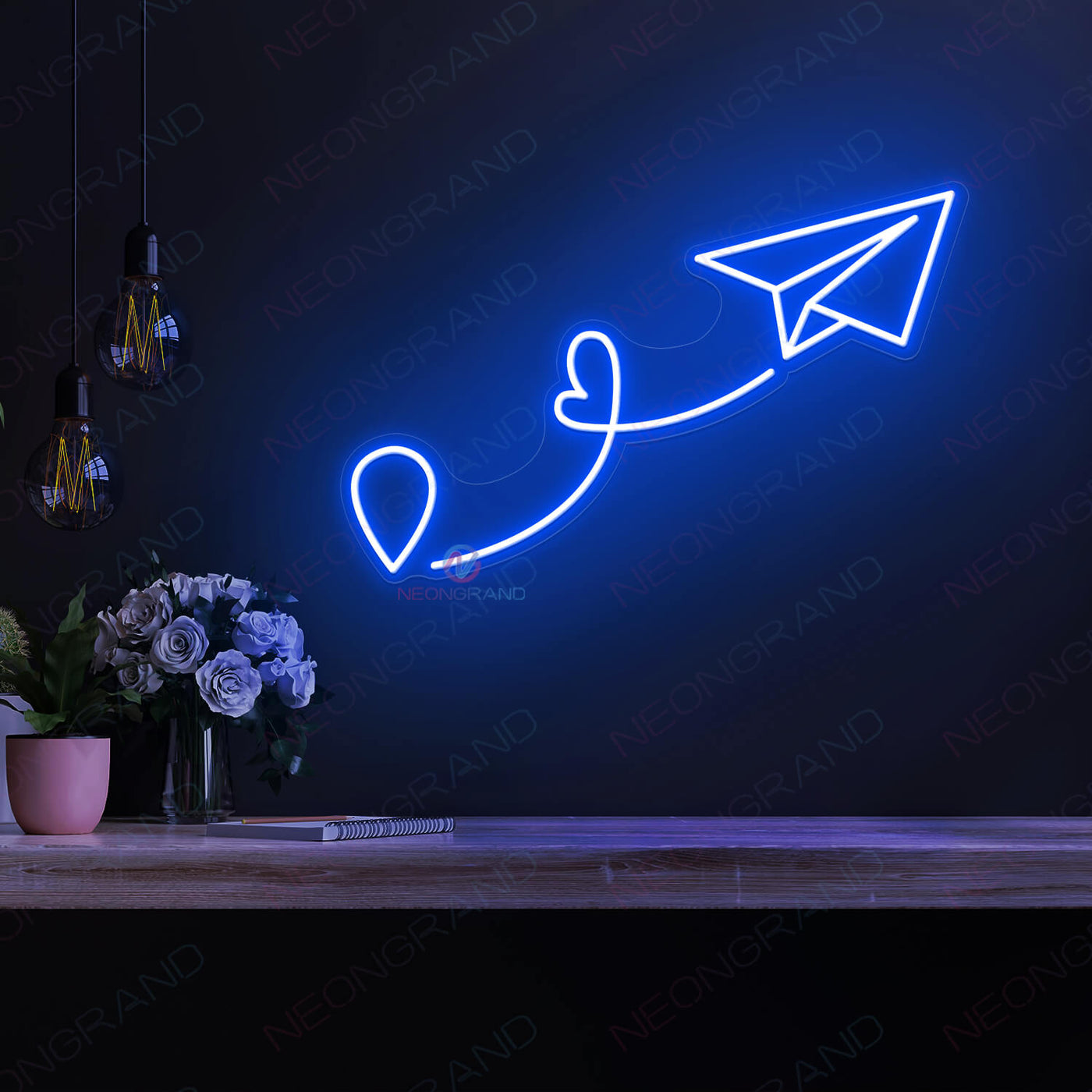 Airplane Neon Sign Aviation Neon Signs Led Light blue