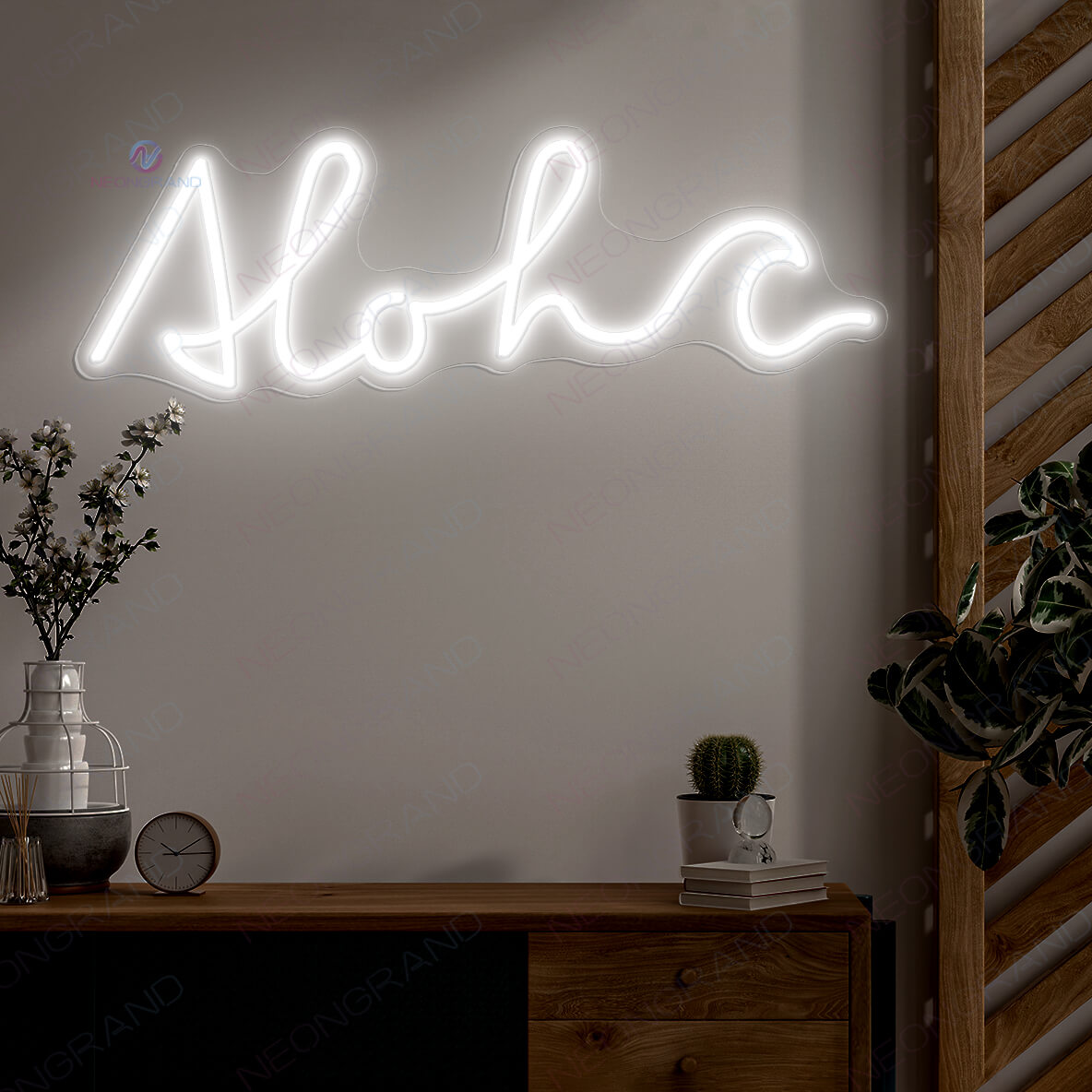 Aloha Neon Sign Tropical Led Light Sign white