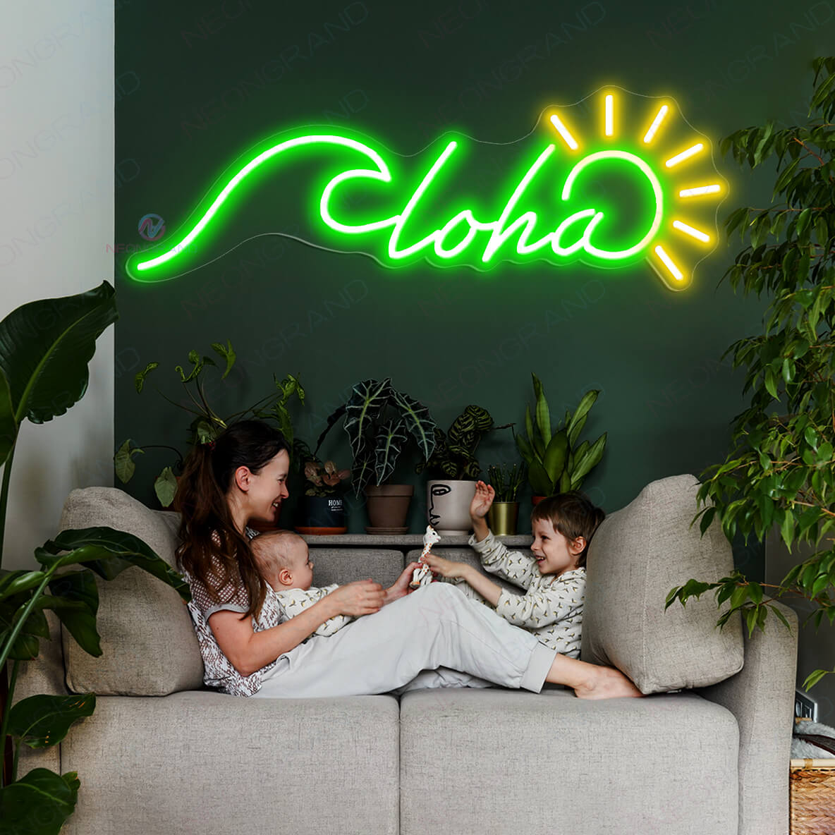 Aloha Neon Sign Tropical Led Light green