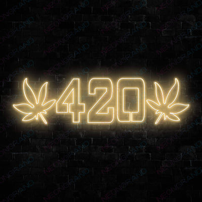 Cannabis 420 Weed Neon Sign Led Light gold yellow