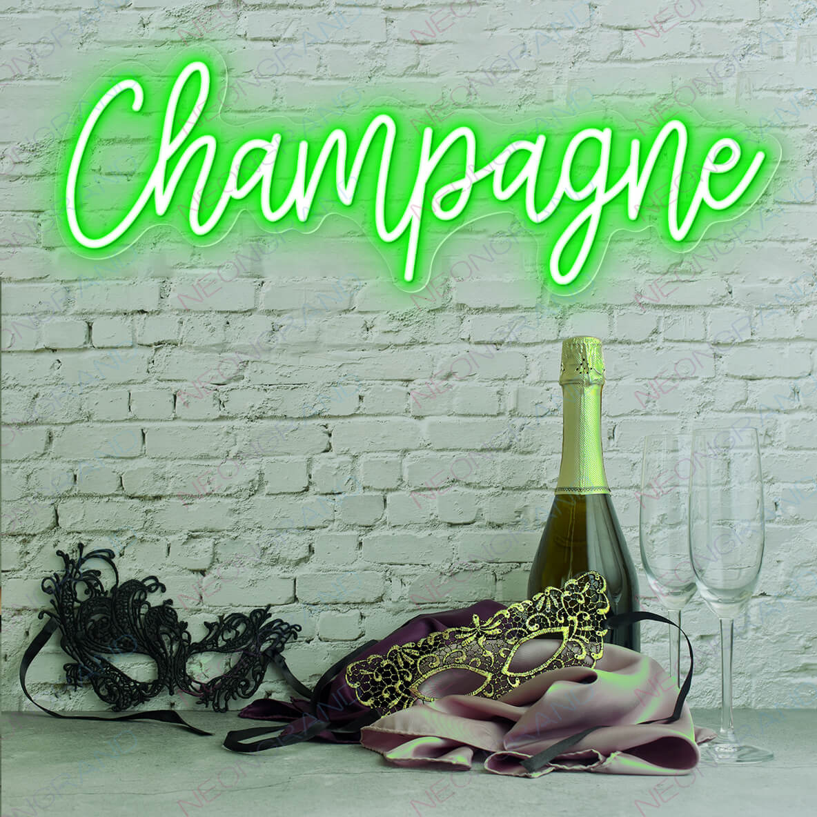 Champagne Neon Sign green