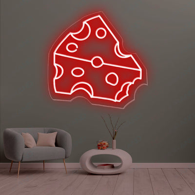 Cheese Neon Sign Food Led Light red