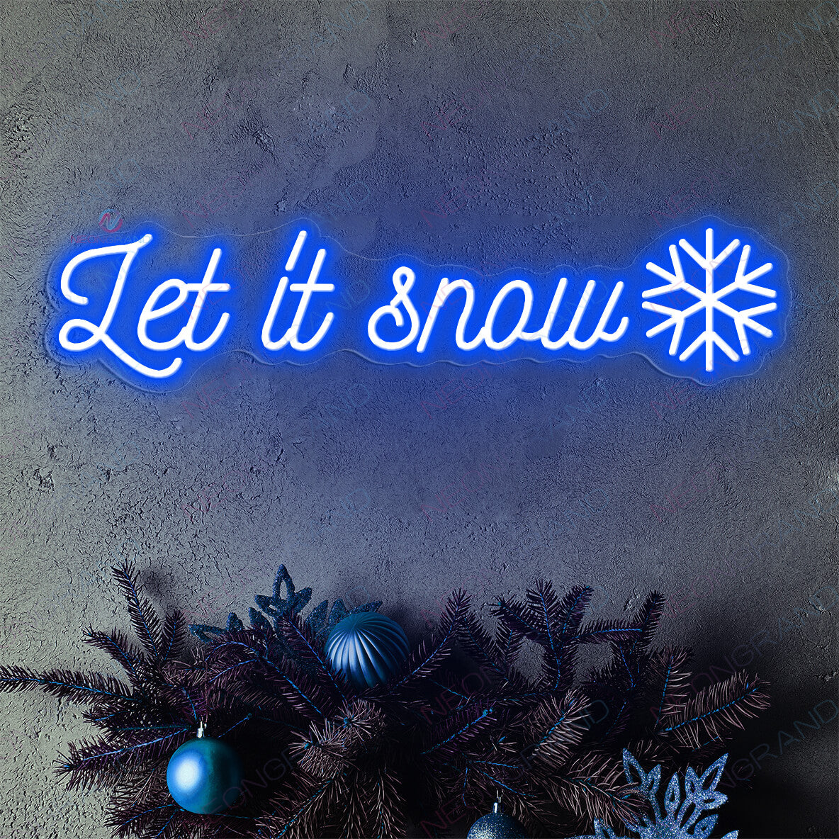 Christmas Neon Sign Let It Snow Xmas Led Light blue