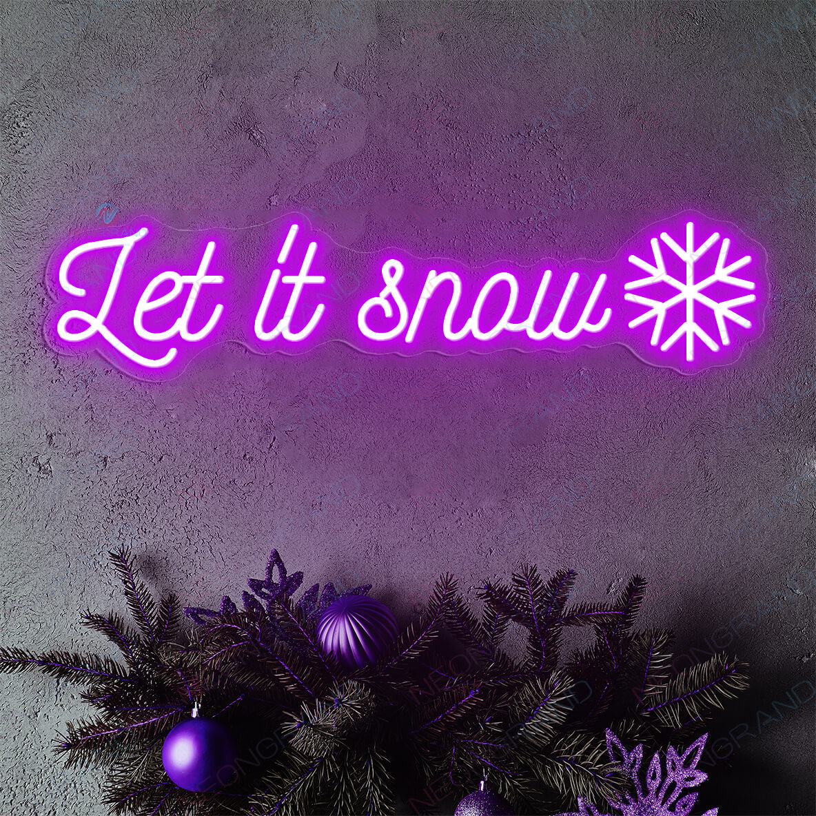 Christmas Neon Sign Let It Snow Xmas Led Light DarkViolet