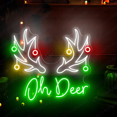 Christmas Neon Signs Oh Deer Led Light green wm