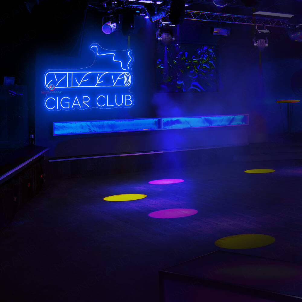 Cigar Neon Sign Cigar Club Business Led Light blue