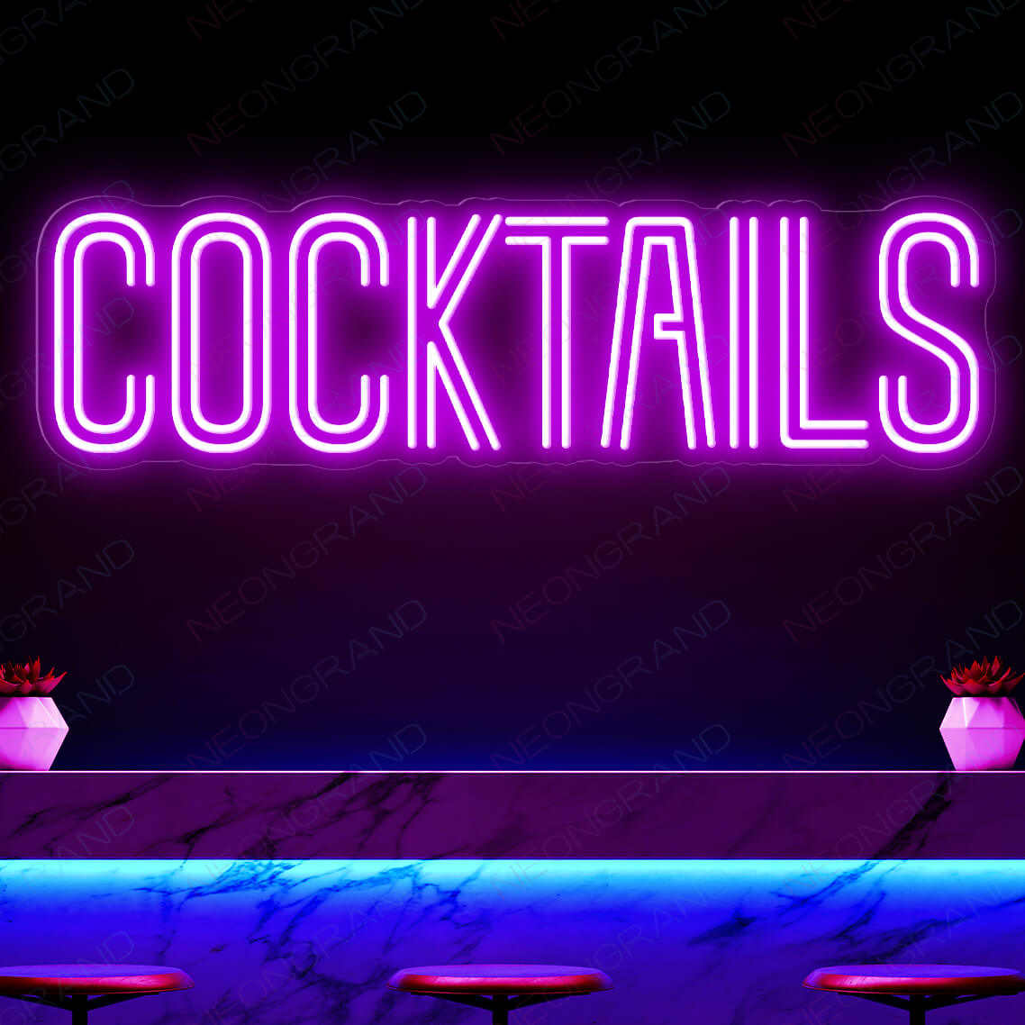 Cocktails Neon Sign Bar Led Light purple