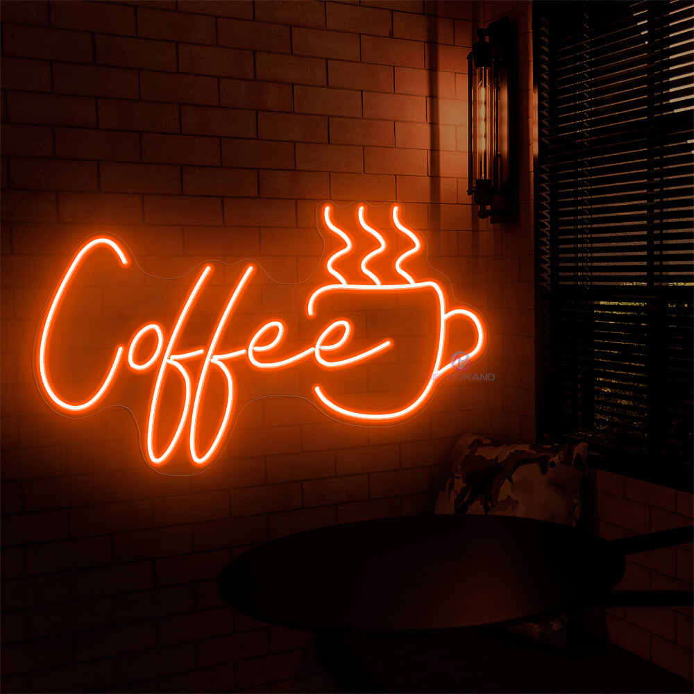 Coffee Neon Sign Neon Cafe Sign Led Light darlk orange