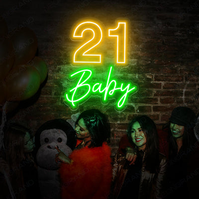 Custom Age 21 Baby Neon Sign Happy Birthday Led Light LimeGreen