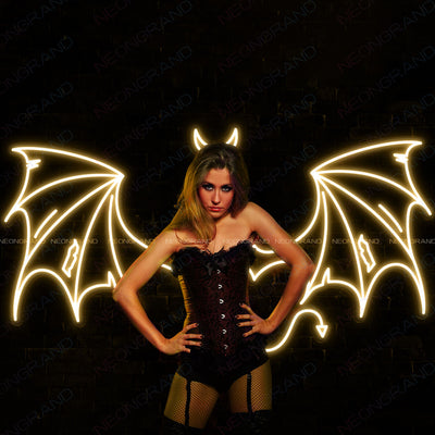 Devil Neon Sign Wings Led Light gold yellow