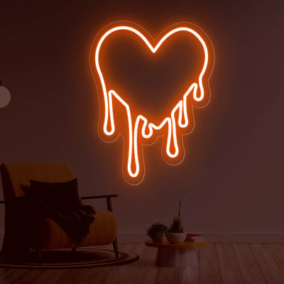 Dripping Heart Neon Sign Love Led Light orange