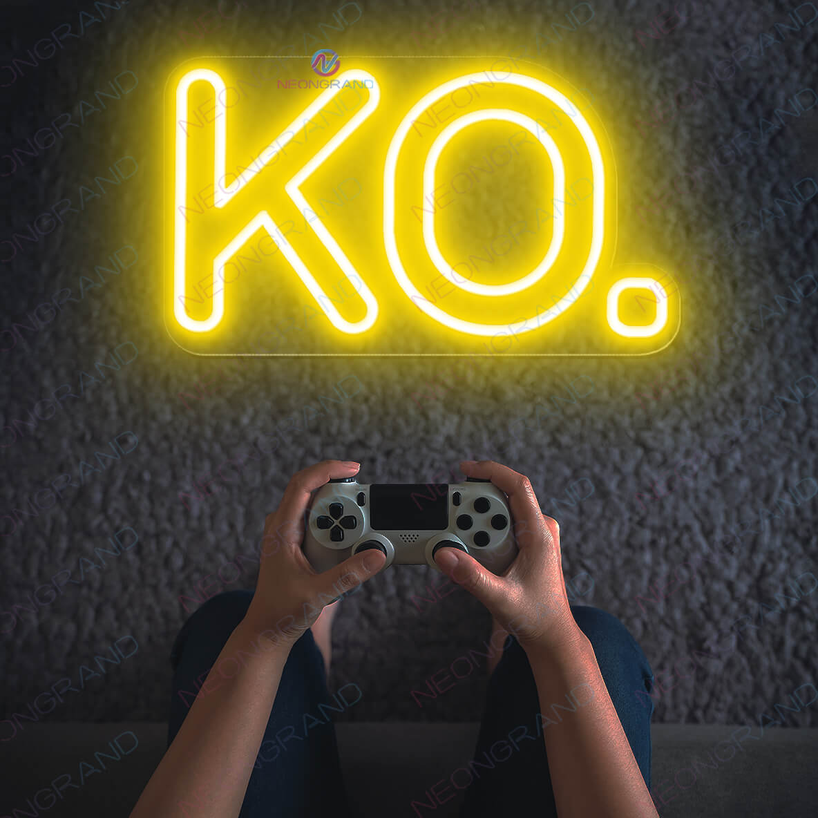 Gaming Neon Signs KO Game Led Light yellow