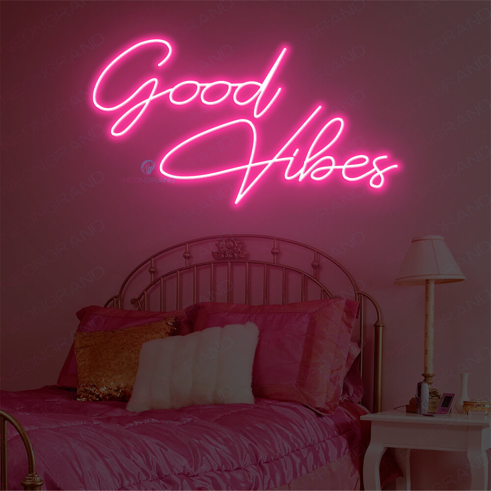 Purple Neon Sign Good Vibes Aesthetic Dimmable Light up 