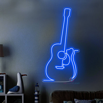 Guitar Neon Sign Music Led Light blue