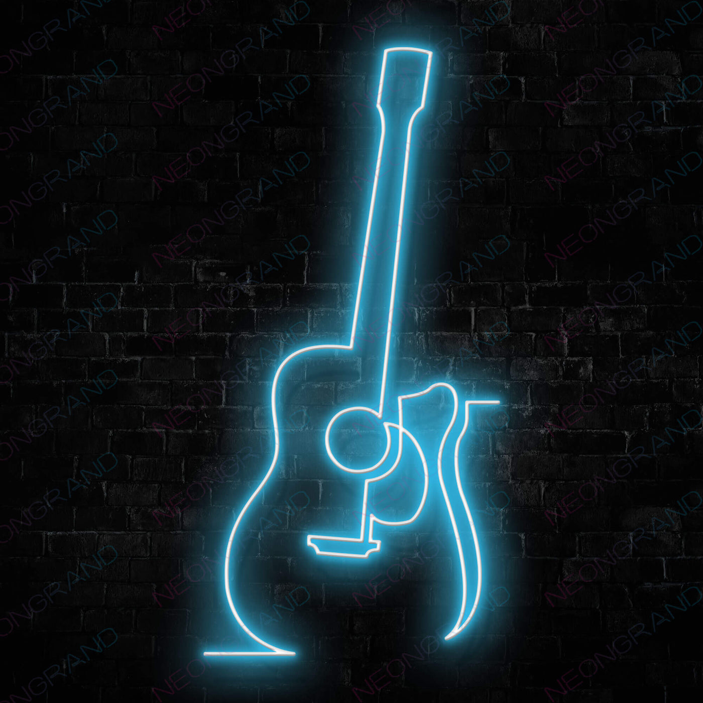 Guitar Neon Sign Music Led Light light blue