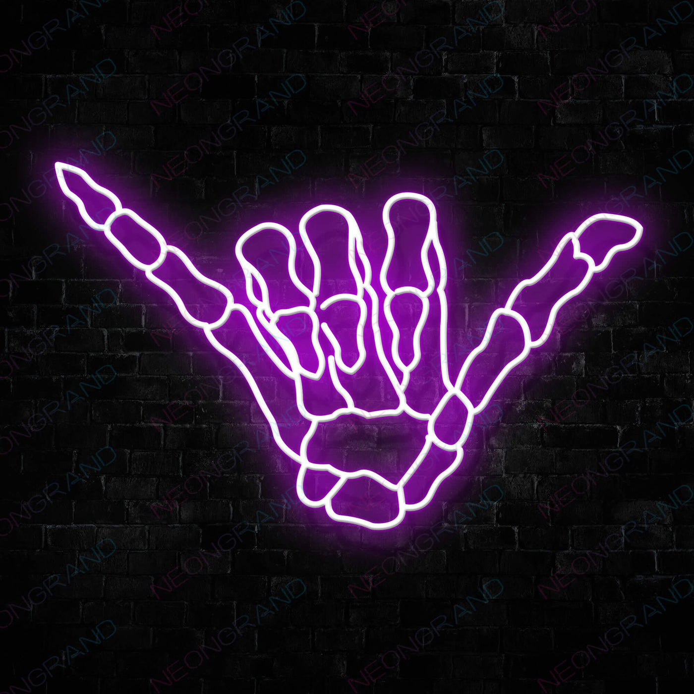 Hand Loose Skeleton Hand Neon Skull Led Sign Purple