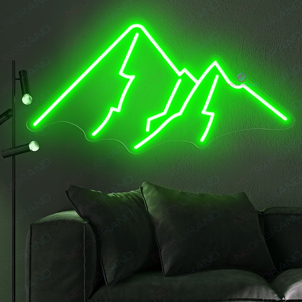 High Mountain Neon Sign Sun Led Light Green wm