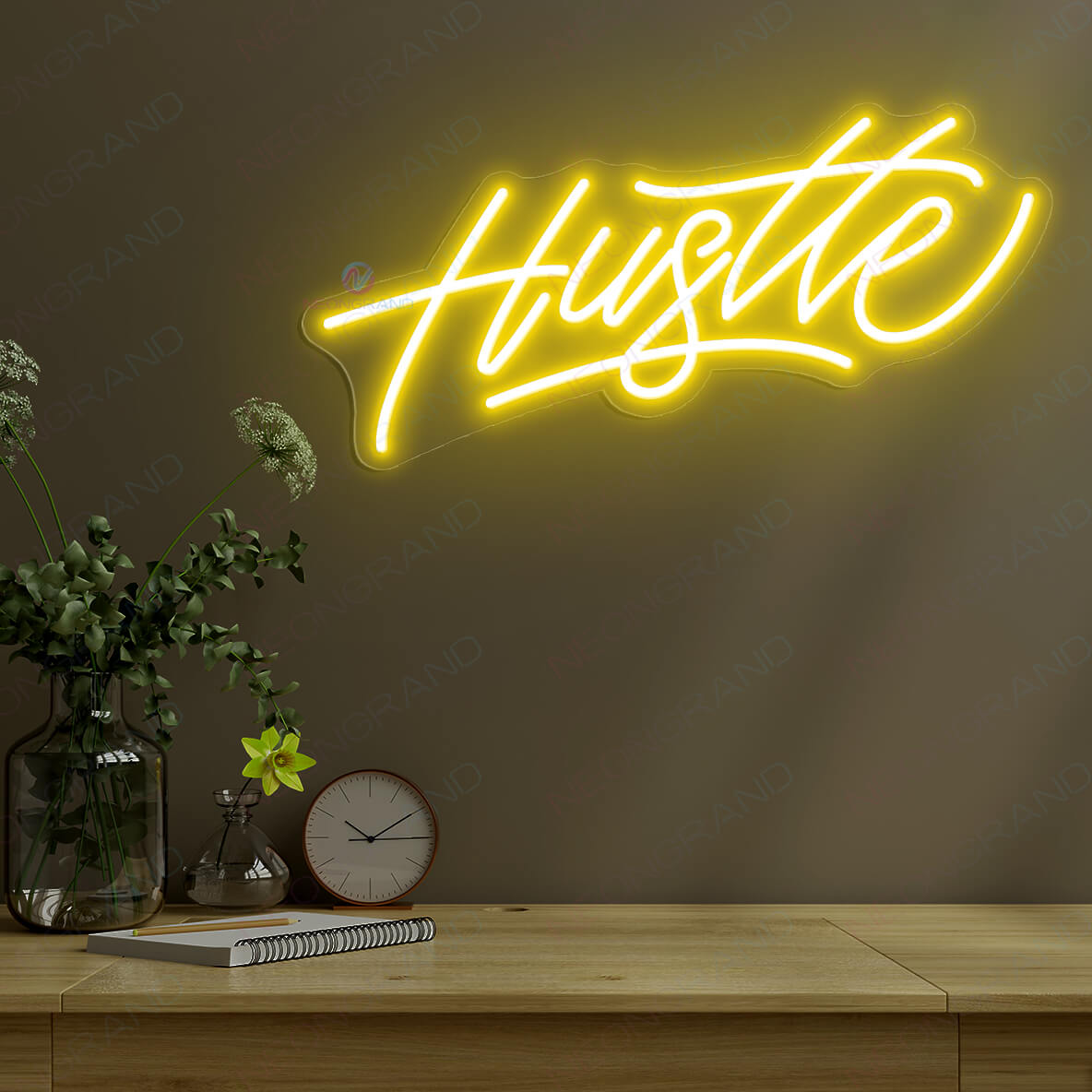 Hustle Neon Sign Wall Led Light yellow1