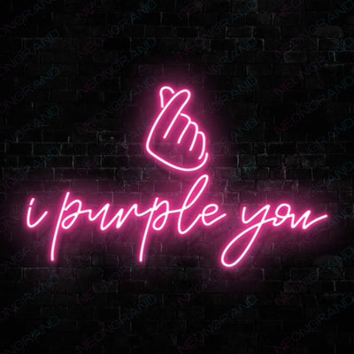 I Purple You Hand BTS Neon Sign Army KPop Led Light Pink