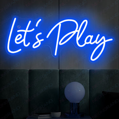 Lets Play Neon Sign Play All Day Games Neon Sign Playroom Led Light blue wm
