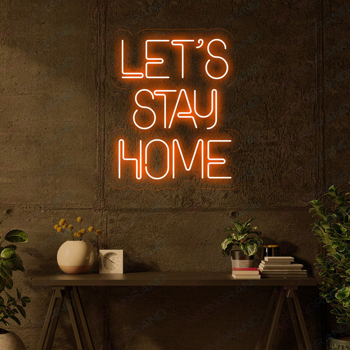 Let's Stay Home Neon Sign Led Light orange