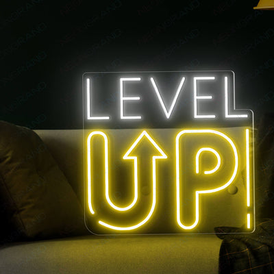 Level Up Neon Sign Game Room Led Light Yellow