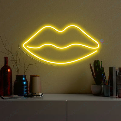 Lips Neon Sign Aesthetics Glow Led Light yellow