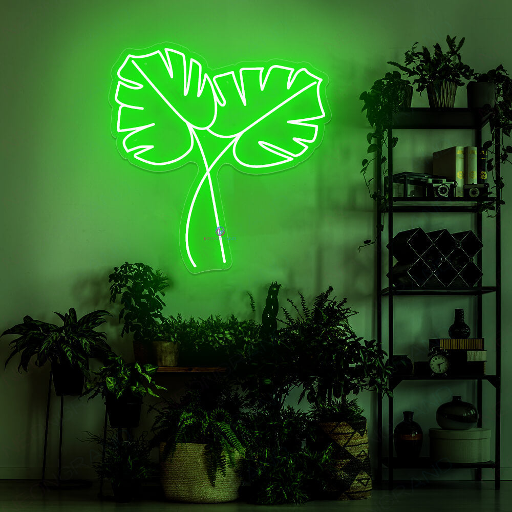 light for monstera plant Monstera Neon Light Leaf Neon Green Sign Plant Led Sign