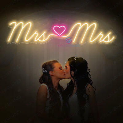 Mrs And Mrs Neon Sign Wedding Led Light pink
