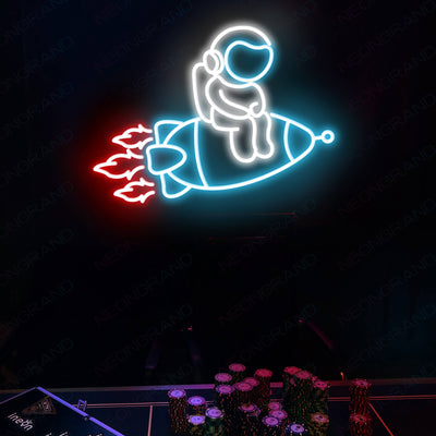 Neon Astronaut Sign Rocket Spaceman Led Light wm2